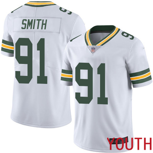 Green Bay Packers Limited White Youth #91 Smith Preston Road Jersey Nike NFL Vapor Untouchable->youth nfl jersey->Youth Jersey